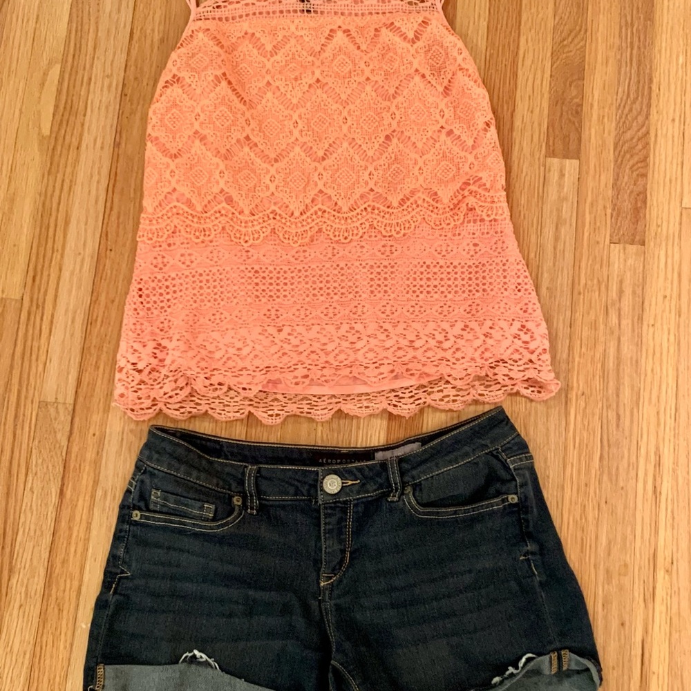 Ladekh tank halter top straps—apricot cotton lace - Picture 5 of 11